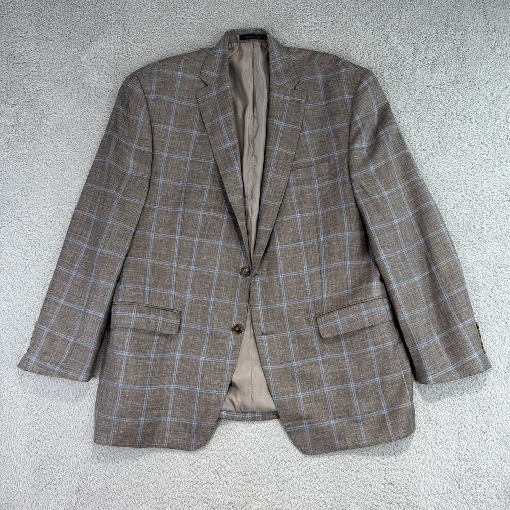 Loro Piana Blazer 43R R. Bryant Summertime Windowpane Plaid Wool Silk Linen